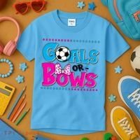 Cute Goals Or Bows Baby Gender Reveal Kids T-Shirt thumb 3