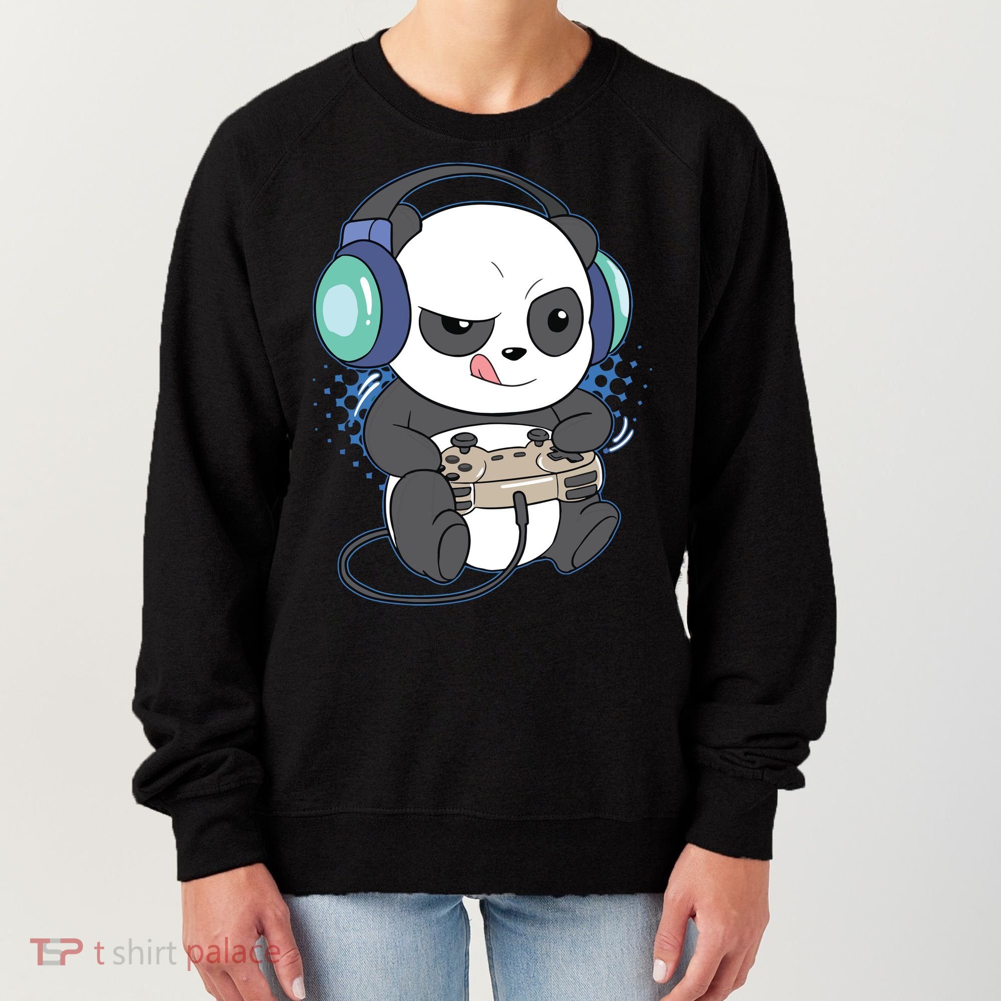 Cute Gaming Panda Video Game Computer Player Videogame PC Women's Sweatshirt
