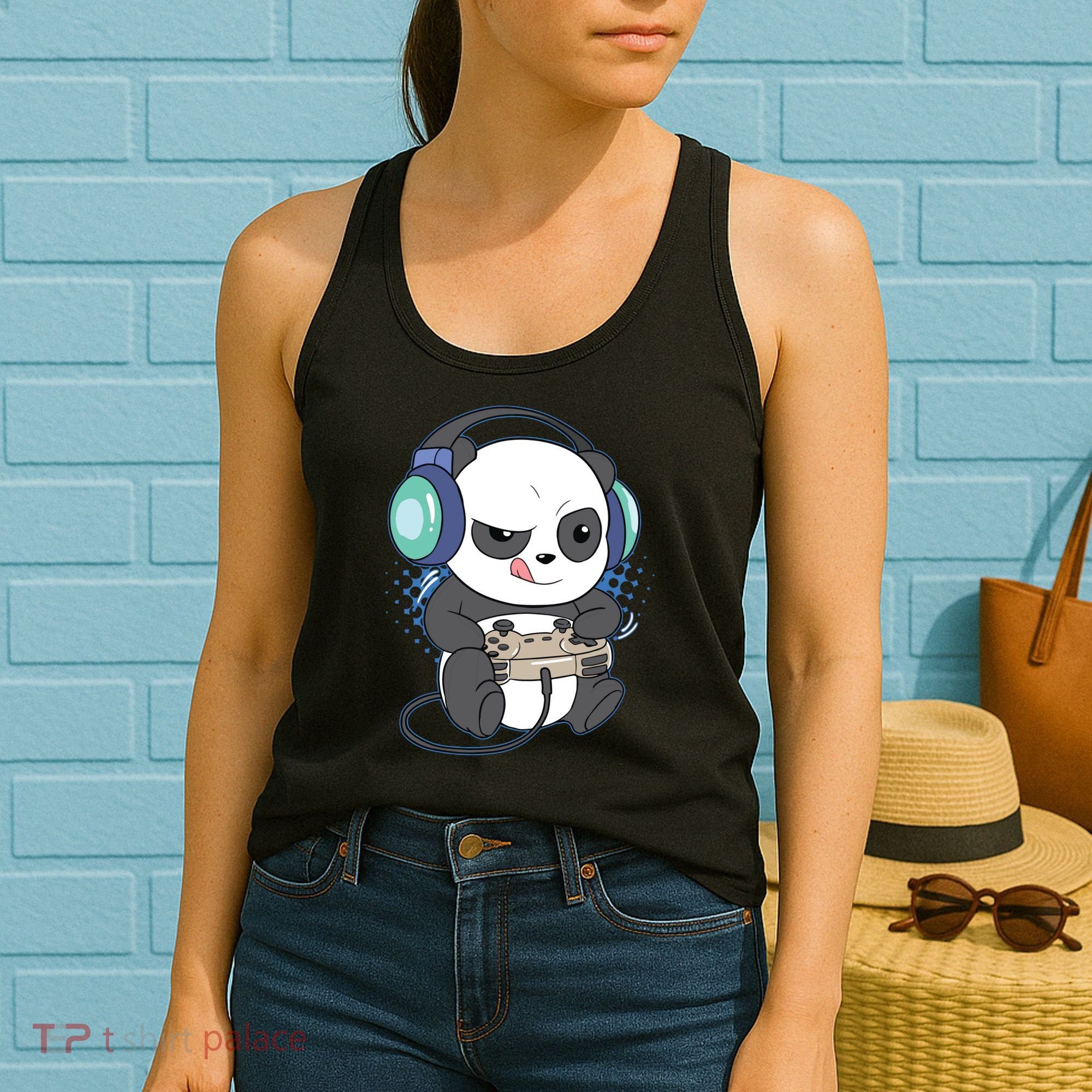 Cute Gaming Panda Video Game Computer Player Videogame PC Women's Tank Top
