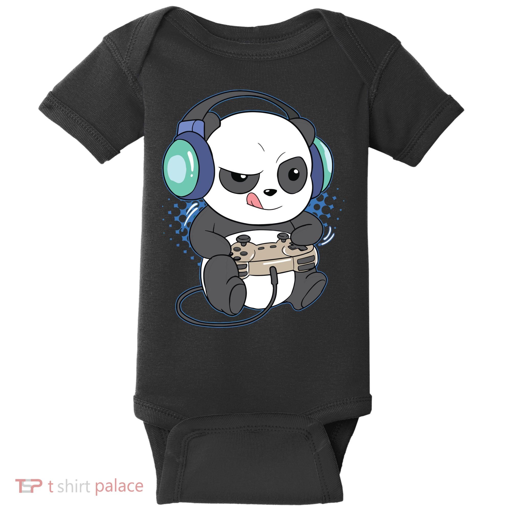Cute Gaming Panda Video Game Computer Player Videogame PC Baby Bodysuit