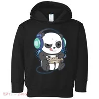 Cute Gaming Panda Video Game Computer Player Videogame PC Toddler Hoodie thumb 0