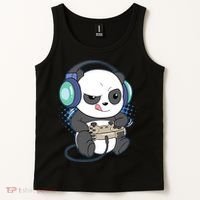 Cute Gaming Panda Video Game Computer Player Videogame PC Tank Top thumb 2
