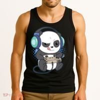 Cute Gaming Panda Video Game Computer Player Videogame PC Tank Top thumb 3