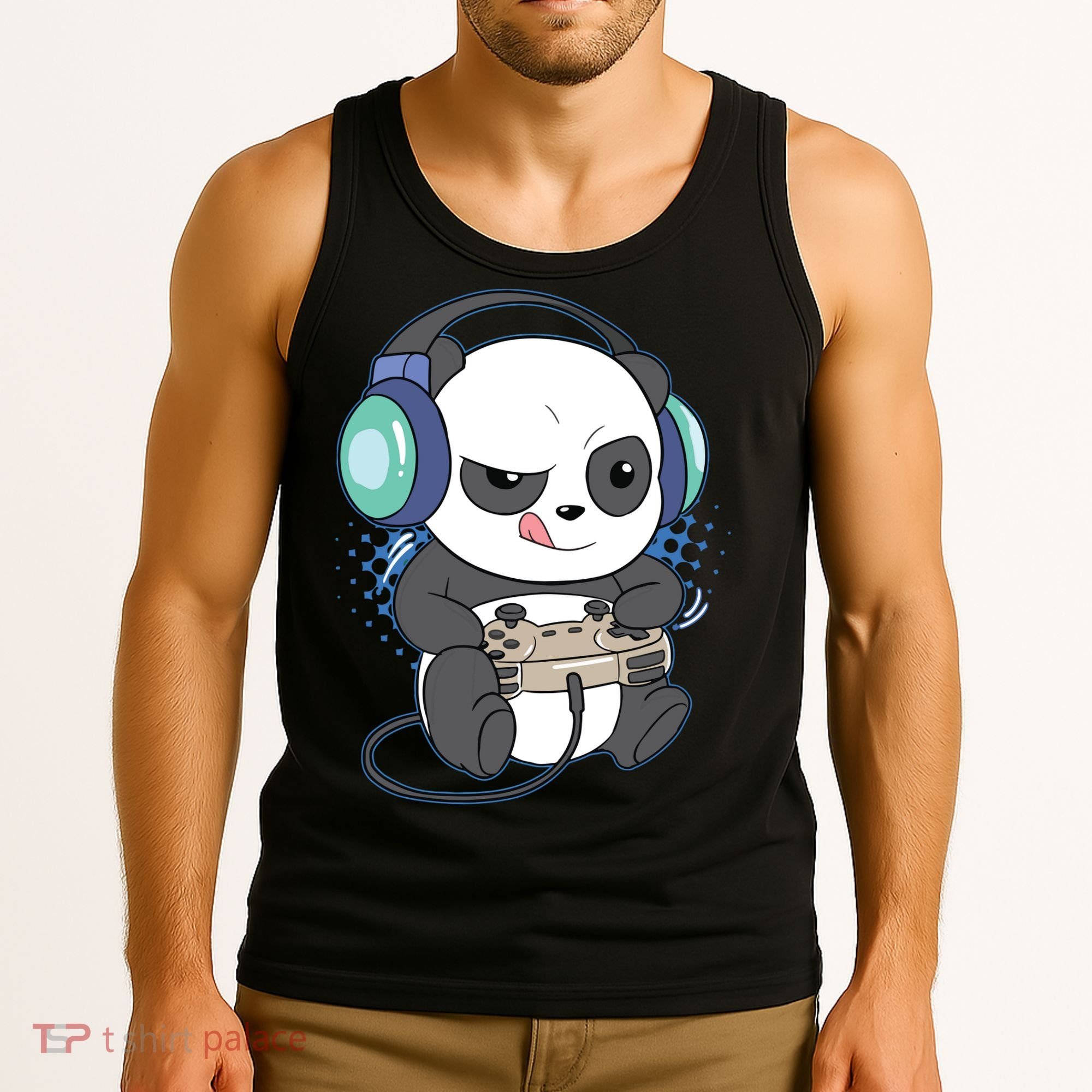 Cute Gaming Panda Video Game Computer Player Videogame PC Tank Top
