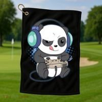Cute Gaming Panda Video Game Computer Player Videogame PC Golf Towel thumb 1