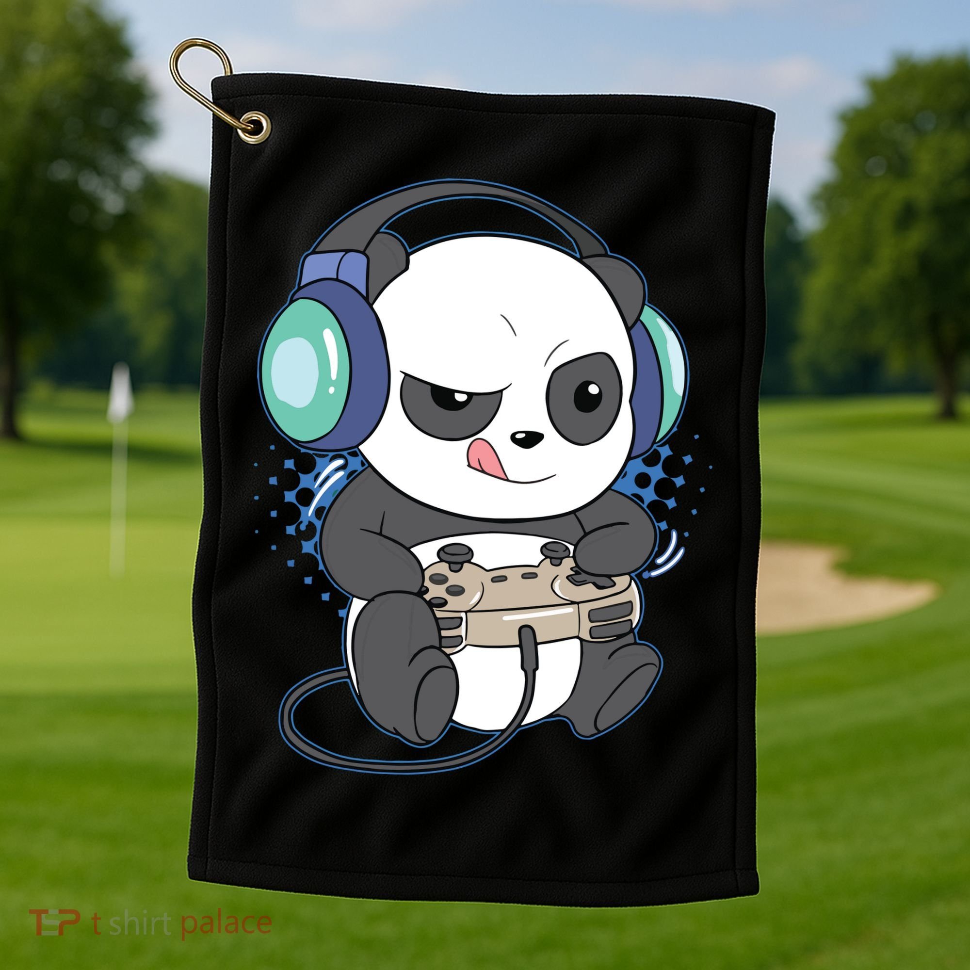 Cute Gaming Panda Video Game Computer Player Videogame PC Golf Towel