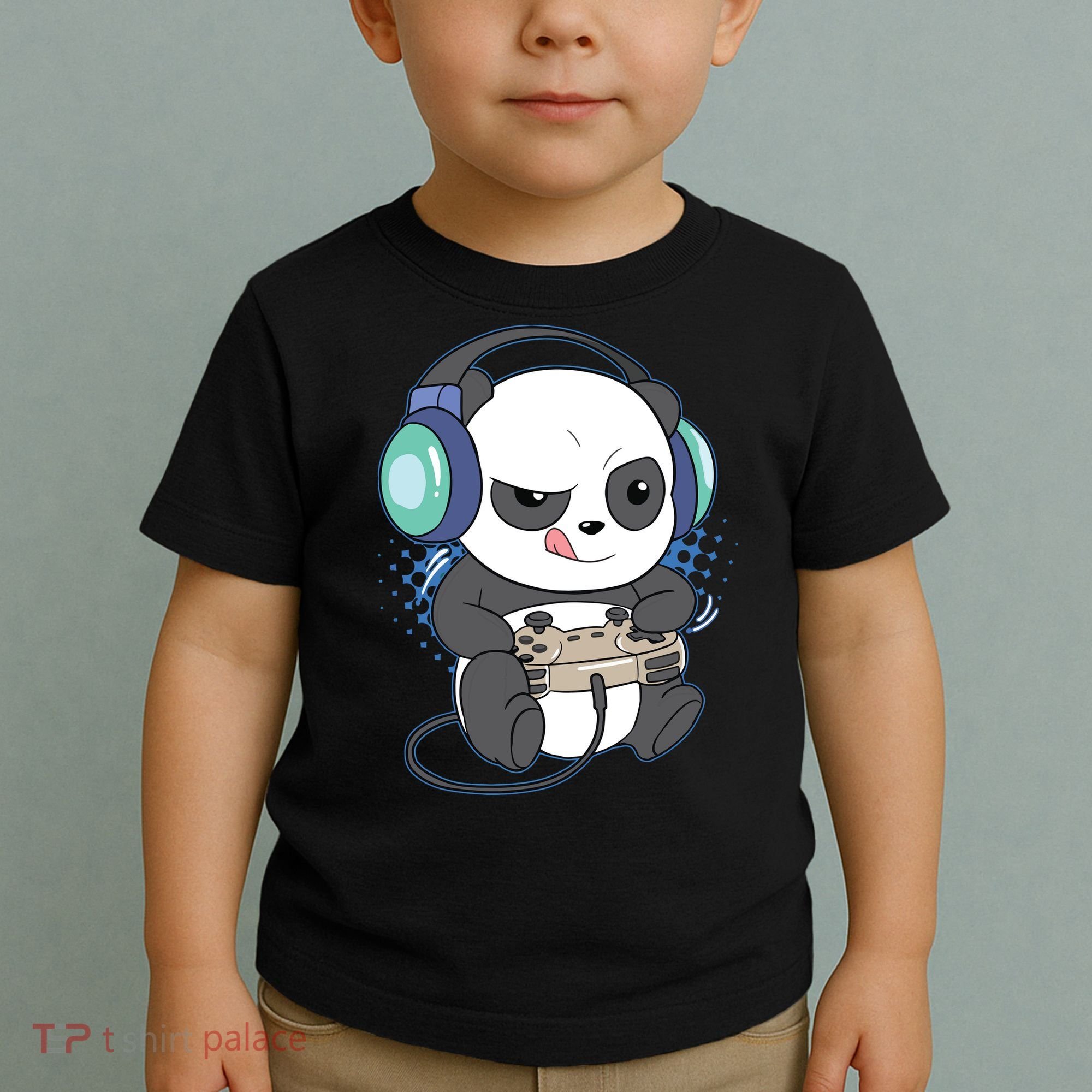 Cute Gaming Panda Video Game Computer Player Videogame PC Toddler T-Shirt