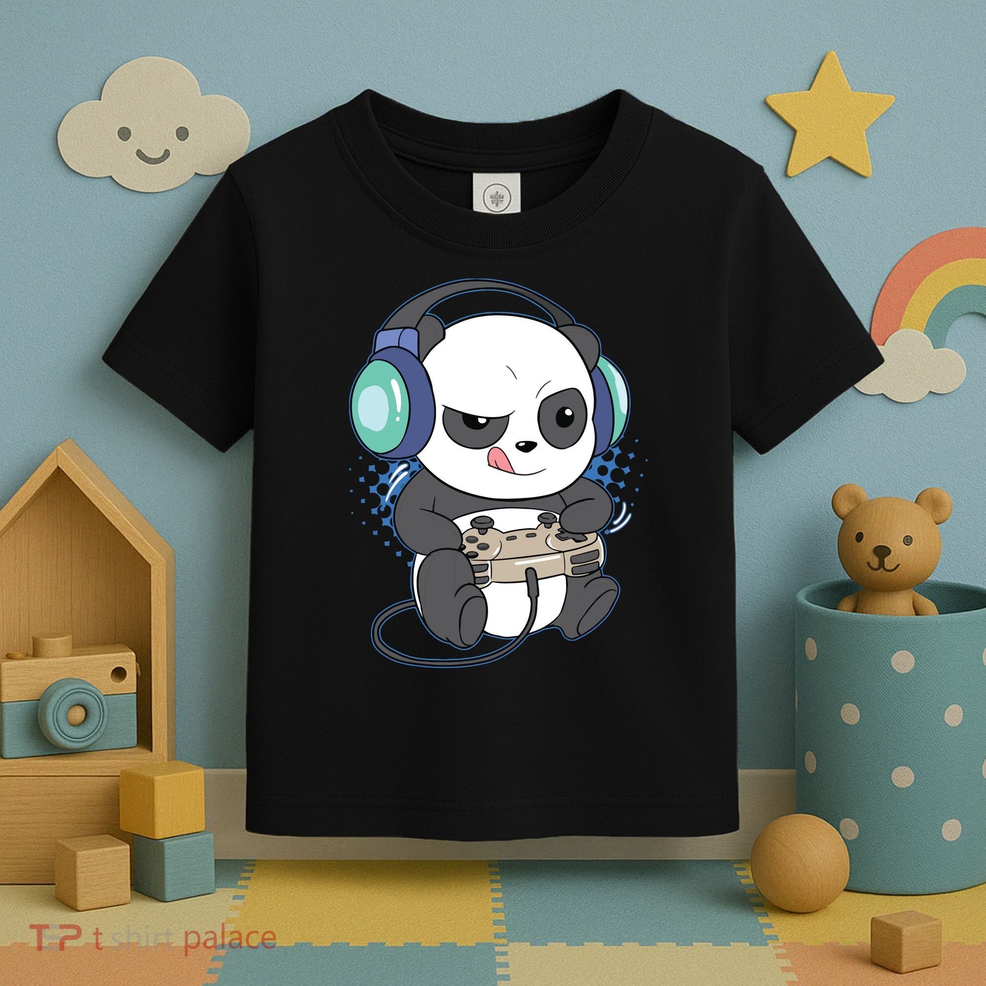 Cute Gaming Panda Video Game Computer Player Videogame PC Toddler T-Shirt