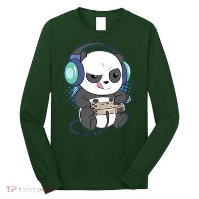 Cute Gaming Panda Video Game Computer Player Videogame PC Long Sleeve Shirt
