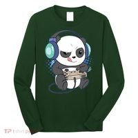 Cute Gaming Panda Video Game Computer Player Videogame PC Long Sleeve Shirt thumb 0