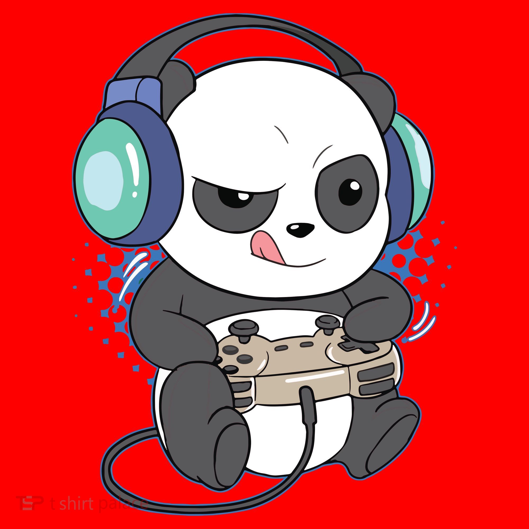 Cute Gaming Panda Video Game Computer Player Videogame PC Santa Hat