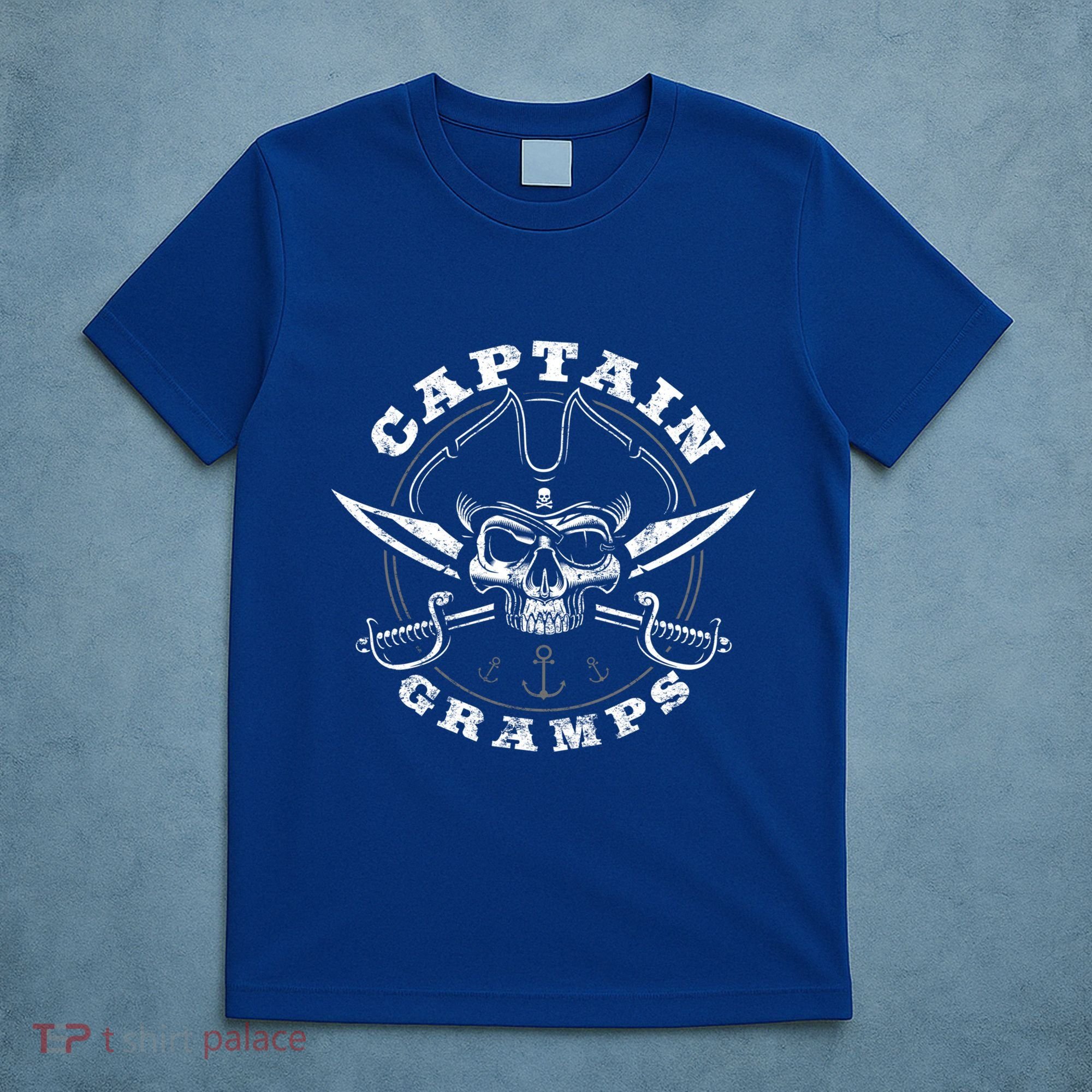 Captain Gramps Pirate Skull Funny Grandpa Grandparents Day Gift T-Shirt