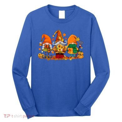 Cute Gnomes Pumpkin Fall Season Autumn Happy Thanksgiving Cute Gift Long Sleeve Shirt