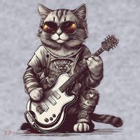 Cool Guitar Playing Cat with Glasses Band Rock Guitar Women's Sweatshirt thumb 2