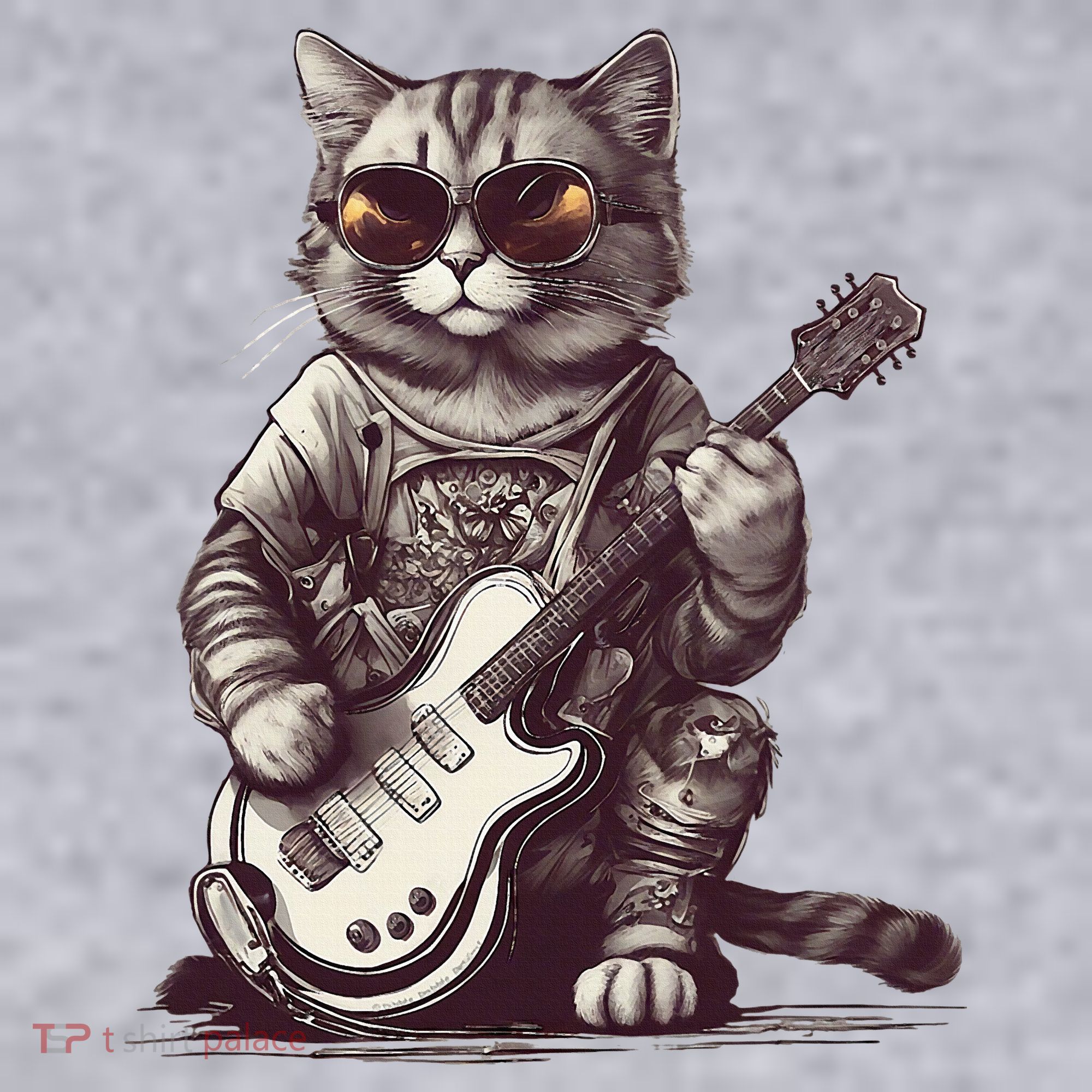 Cool Guitar Playing Cat with Glasses Band Rock Guitar Women's Sweatshirt
