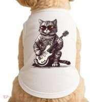 Cool Guitar Playing Cat with Glasses Band Rock Guitar Doggie Tank thumb 0