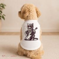 Cool Guitar Playing Cat with Glasses Band Rock Guitar Doggie Tank thumb 2