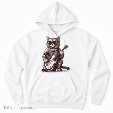 Cool Guitar Playing Cat with Glasses Band Rock Guitar Hoodie
