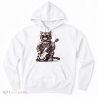 Cool Guitar Playing Cat with Glasses Band Rock Guitar Hoodie thumb 0