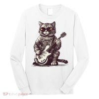Cool Guitar Playing Cat with Glasses Band Rock Guitar Long Sleeve Shirt thumb 0