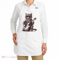 Cool Guitar Playing Cat with Glasses Band Rock Guitar Apron thumb 2