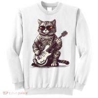 Cool Guitar Playing Cat with Glasses Band Rock Guitar Sweatshirt thumb 0