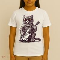 Cool Guitar Playing Cat with Glasses Band Rock Guitar T-Shirt thumb 4