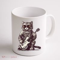 Cool Guitar Playing Cat with Glasses Band Rock Guitar Coffee Mug thumb 1