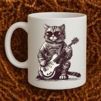 Cool Guitar Playing Cat with Glasses Band Rock Guitar Coffee Mug thumb 2