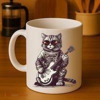 Cool Guitar Playing Cat with Glasses Band Rock Guitar Coffee Mug thumb 4