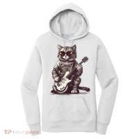 Cool Guitar Playing Cat with Glasses Band Rock Guitar Women's Hoodie thumb 0