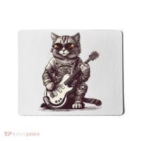 Cool Guitar Playing Cat with Glasses Band Rock Guitar Mousepad thumb 0