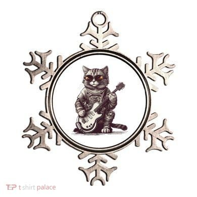 Cool Guitar Playing Cat with Glasses Band Rock Guitar Ornament