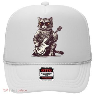 Cool Guitar Playing Cat with Glasses Band Rock Guitar Hat