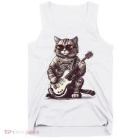 Cool Guitar Playing Cat with Glasses Band Rock Guitar Tank Top thumb 0