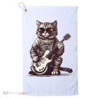 Cool Guitar Playing Cat with Glasses Band Rock Guitar Golf Towel thumb 0