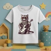 Cool Guitar Playing Cat with Glasses Band Rock Guitar Toddler T-Shirt thumb 3