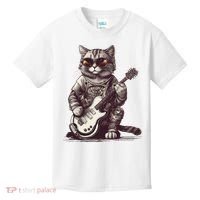 Cool Guitar Playing Cat with Glasses Band Rock Guitar Kids T-Shirt thumb 0