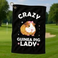 Crazy Guinea Pig Lady Golf Towel thumb 1