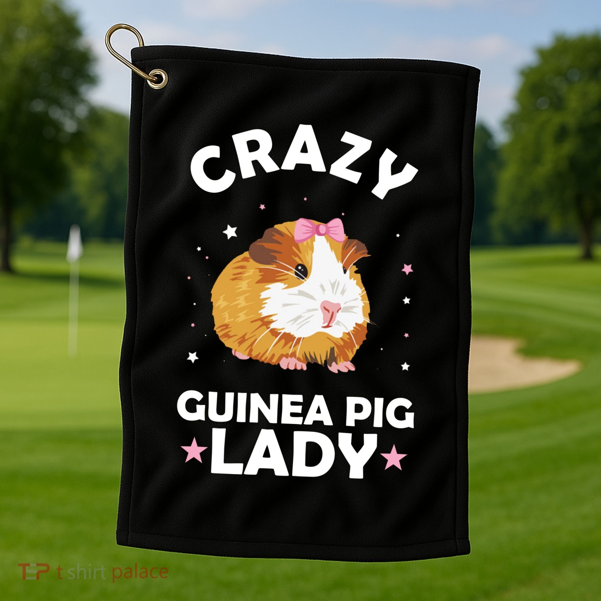 Crazy Guinea Pig Lady Golf Towel