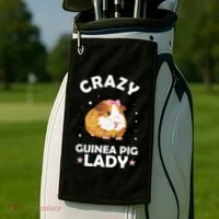 Crazy Guinea Pig Lady Golf Towel thumb 2