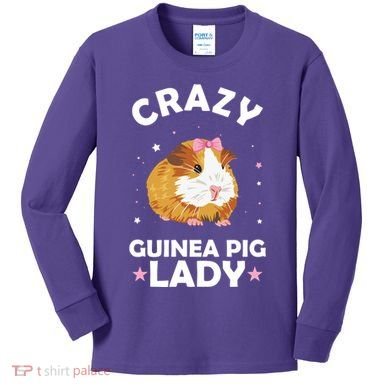 Crazy Guinea Pig Lady Kids Long Sleeve Shirt