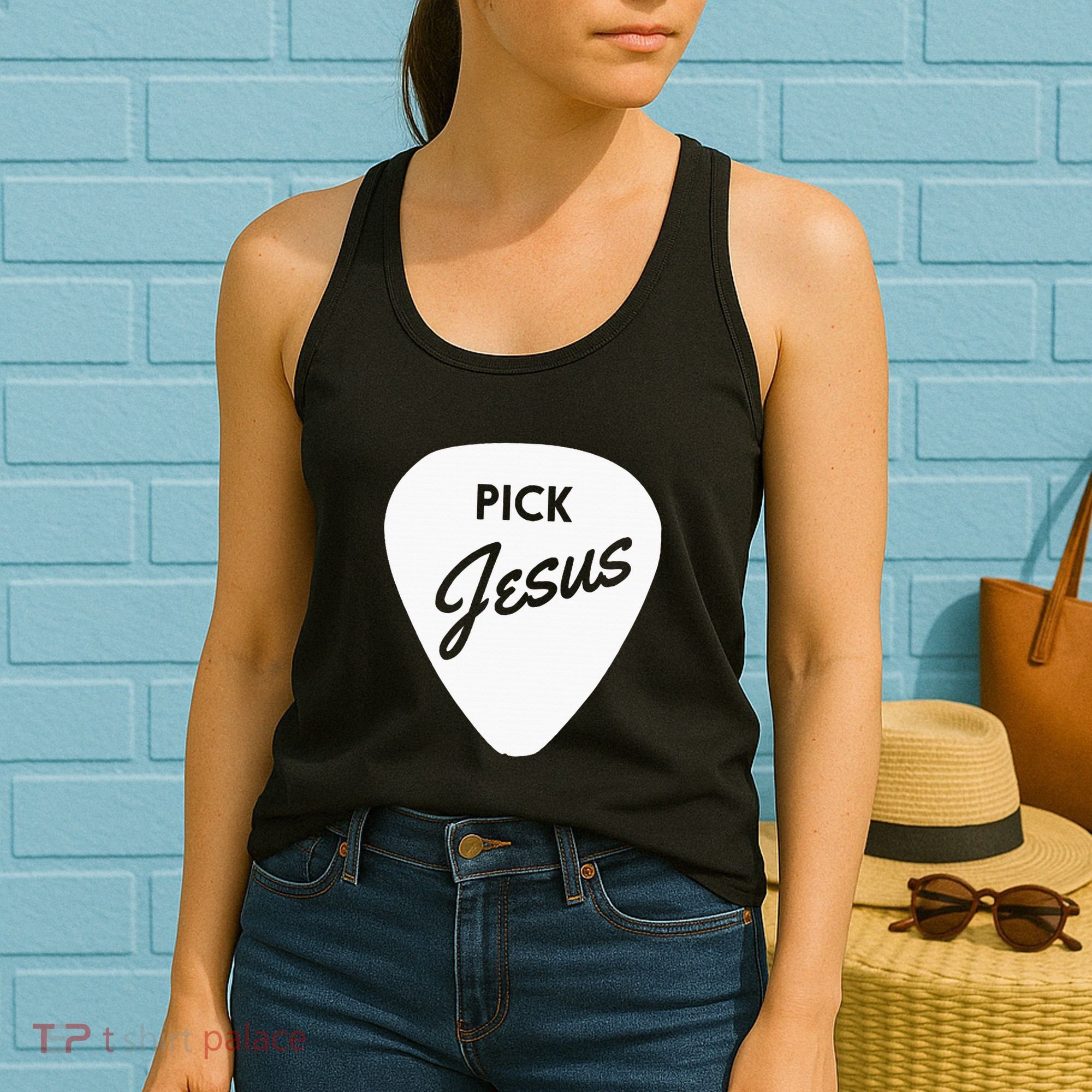 Christianis Guitar Pick Jesus Women's Tank Top