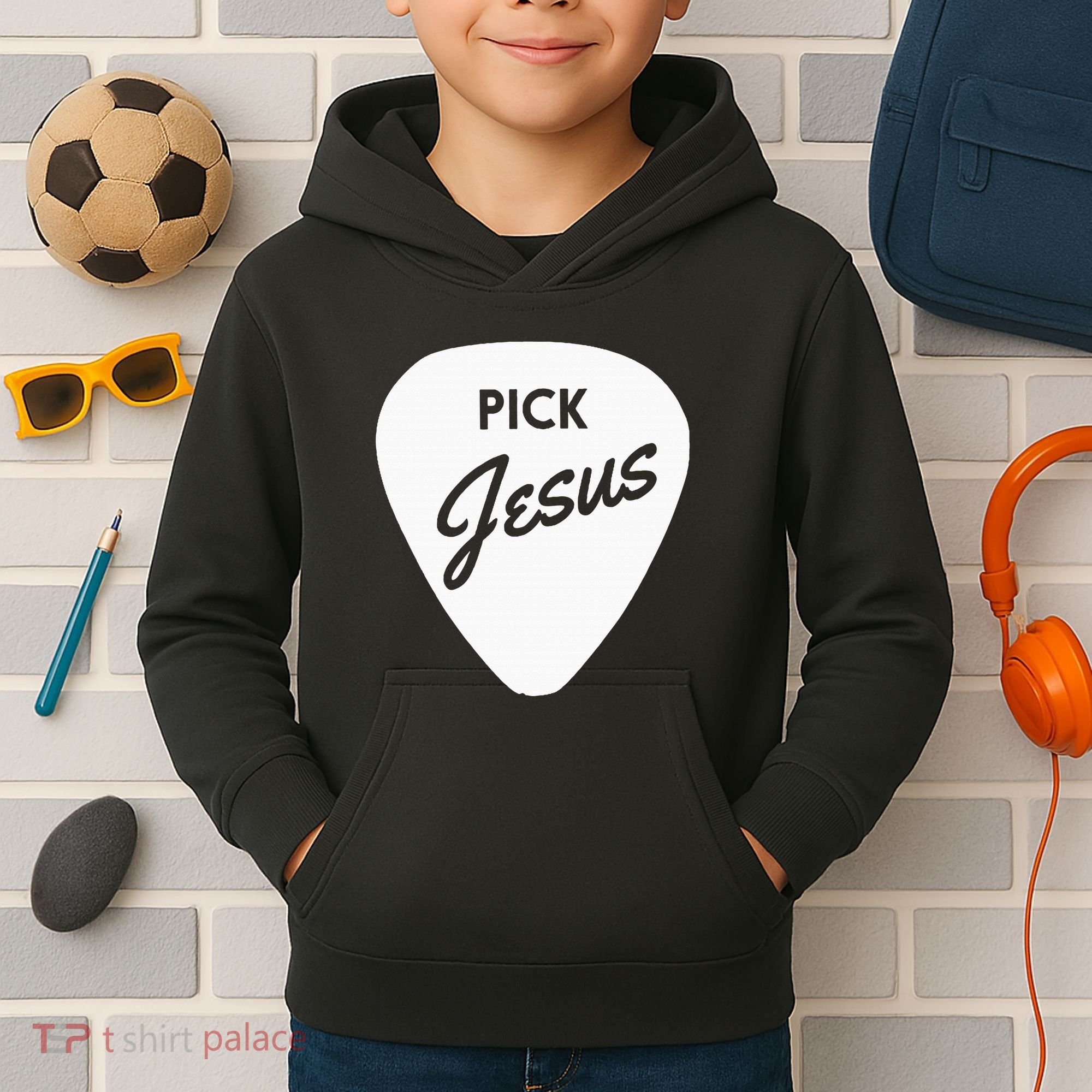 Christianis Guitar Pick Jesus Kids Hoodie