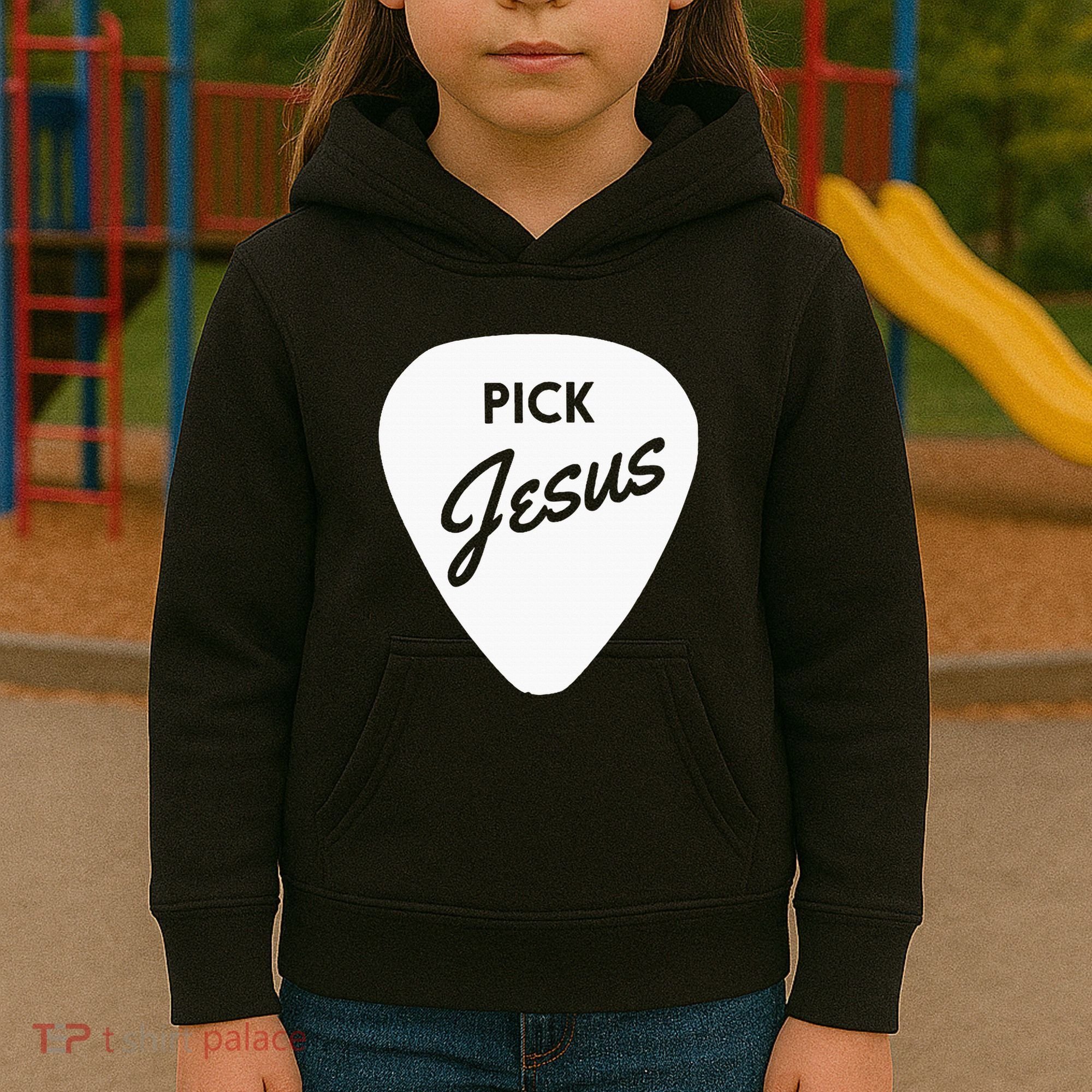 Christianis Guitar Pick Jesus Kids Hoodie
