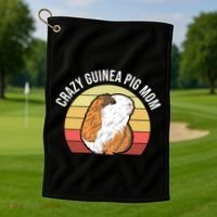 Crazy Guinea Pig Mom Golf Towel thumb 1