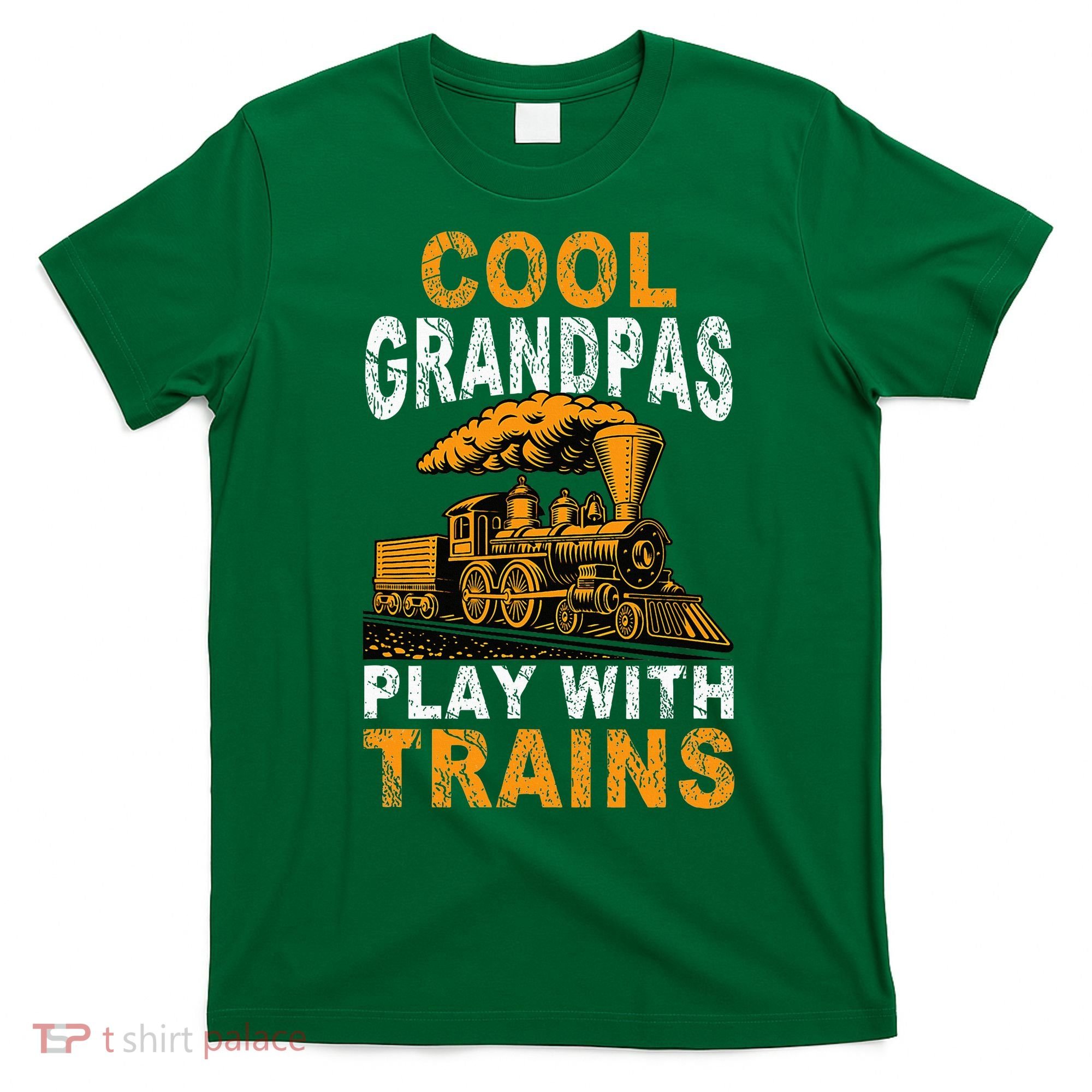 Cool Grandpas Play With Trains Locomotive Train Grandpa T-Shirt