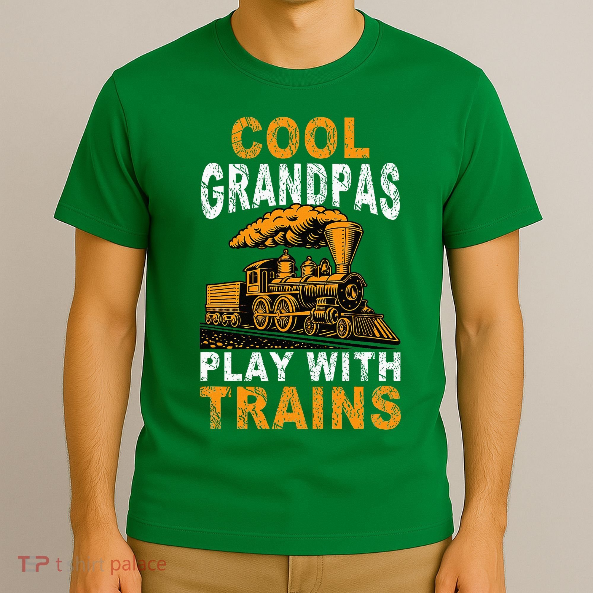Cool Grandpas Play With Trains Locomotive Train Grandpa T-Shirt