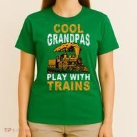 Cool Grandpas Play With Trains Locomotive Train Grandpa T-Shirt thumb 4