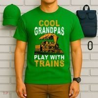 Cool Grandpas Play With Trains Locomotive Train Grandpa T-Shirt thumb 6